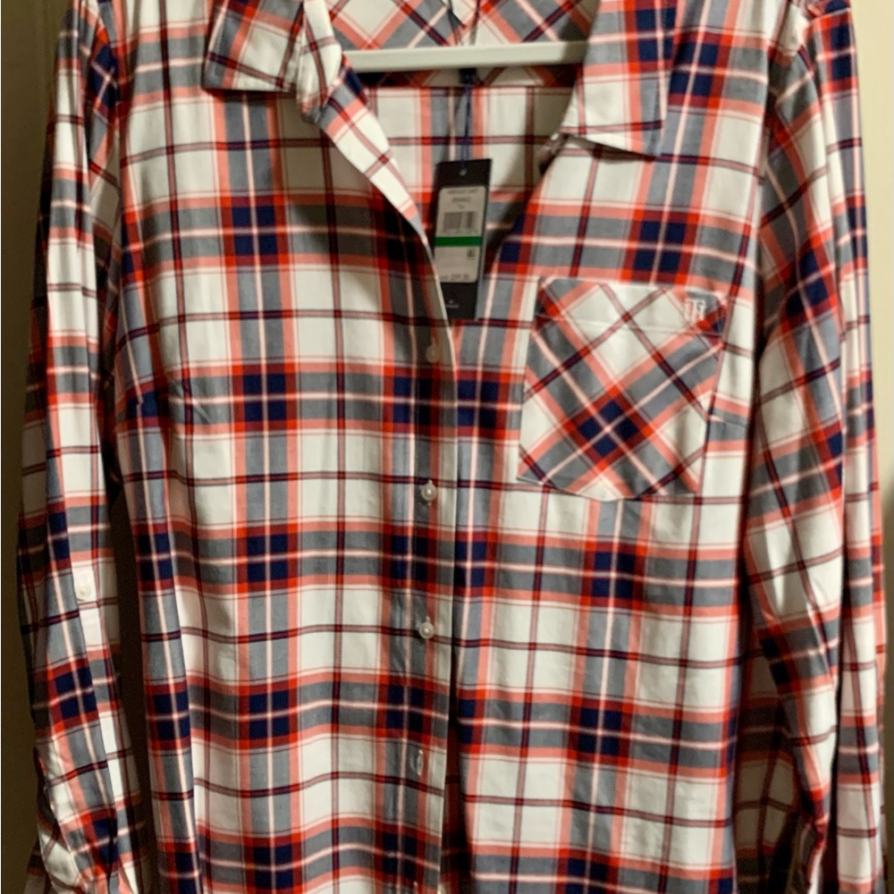 Tommy Hilfiger plaid top large nwt